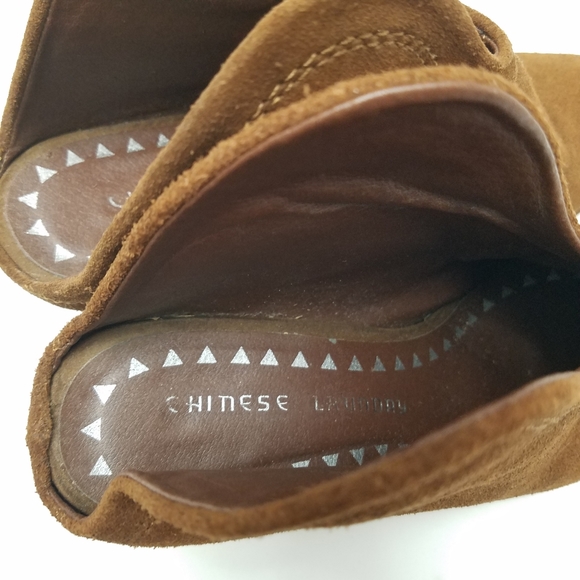 Chinese Laundry 10 Kelso Slip On Ankle Bootie Block Heel Open Back Brown Suede - Picture 7 of 10